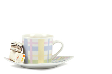Coffee cup with sweets