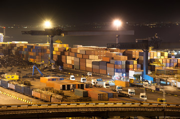 night industrial port