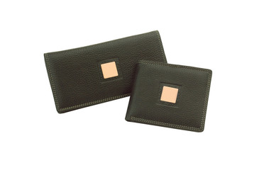 Two style of black leather lady purses.