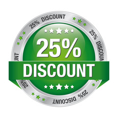 25 discount green silver button isolated background