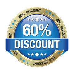 60 percent discount blue gold button isolated