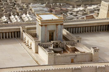 Fotobehang Bedehuis Tweede Tempel. Model van het oude Jeruzalem.