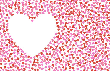 Valentine heart made ​​of many small pink hearts