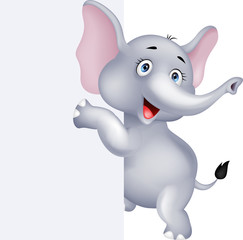 Elephant cartoon with blank sign