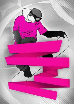 Abstract snowboard winter tour poster background with space
