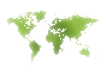 World map green dotted