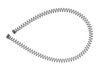 Long thin metal spring shape isolated over white background