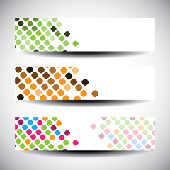 Fototapeta premium Colorful vector set of three header designs