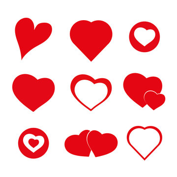 Red Heart Icons for Valentine's Day