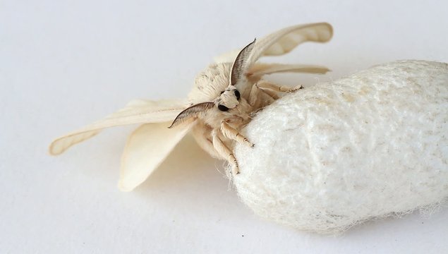 Silk Moth on Silk Cocoon