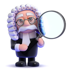 Judge studies through his magnifying glass