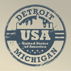 Grunge rubber stamp with name of Michigan, Detroit, vector