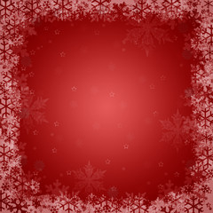 Red Christmas background with snowflakes