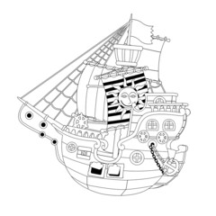 The coloring page - pirate ship