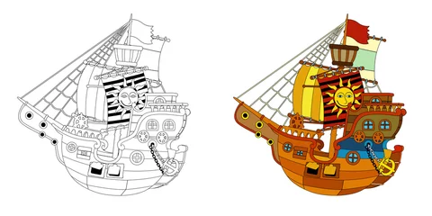  De kleurplaat - piratenschip © honeyflavour