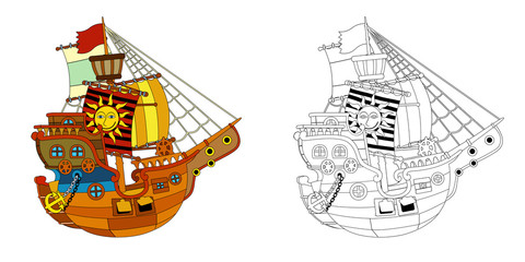 The coloring page - pirate ship