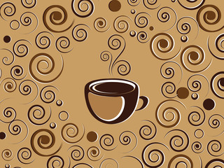 Cup of coffee or tea with floral design elements