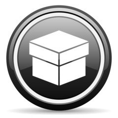 box black glossy icon on white background