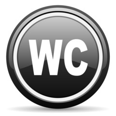 wc black glossy icon on white background