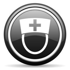 Obraz premium nurse black glossy icon on white background