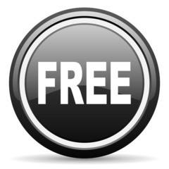 free black glossy icon on white background