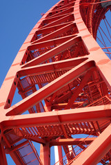 Part of industrial bridge frame isolated on blue sky