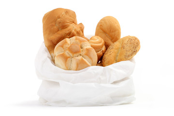 bag of bread on a white background