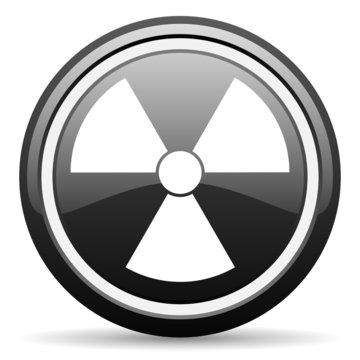 radiation black glossy icon on white background