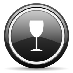 glass black glossy icon on white background