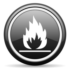 flames black glossy icon on white background
