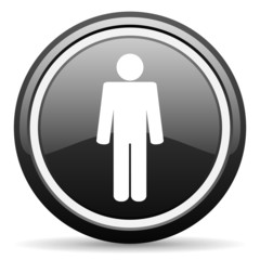 man black glossy icon on white background