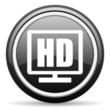 hd display black glossy icon on white background