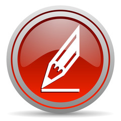 draw red glossy icon on white background