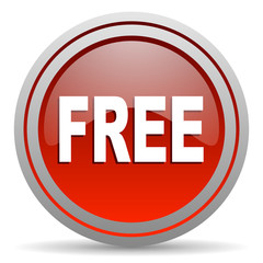 free red glossy icon on white background