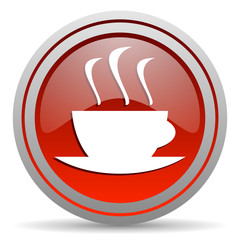 coffee red glossy icon on white background