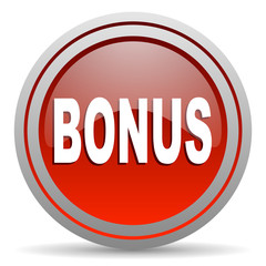 bonus red glossy icon on white background
