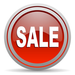 sale red glossy icon on white background