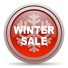 winter sale red glossy icon on white background