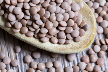 Lentil on a wooden background