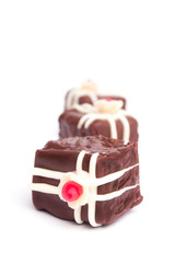 Delicious cake piece isolated on white background