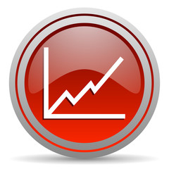 chart red glossy icon on white background