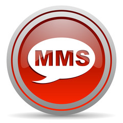 mms red glossy icon on white background