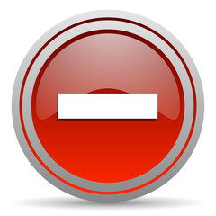 minus red glossy icon on white background