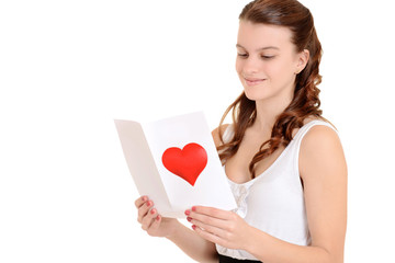 teenager reading a valentines card