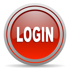 login red glossy icon on white background