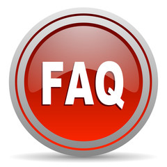 faq red glossy icon on white background