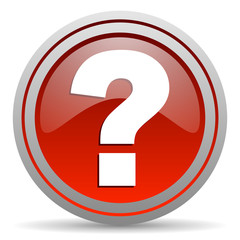 question mark red glossy icon on white background