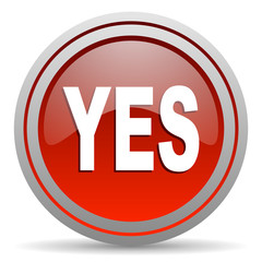 yes red glossy icon on white background