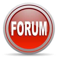 forum red glossy icon on white background