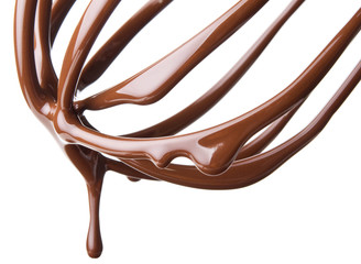 whisk with melted chocolate over white